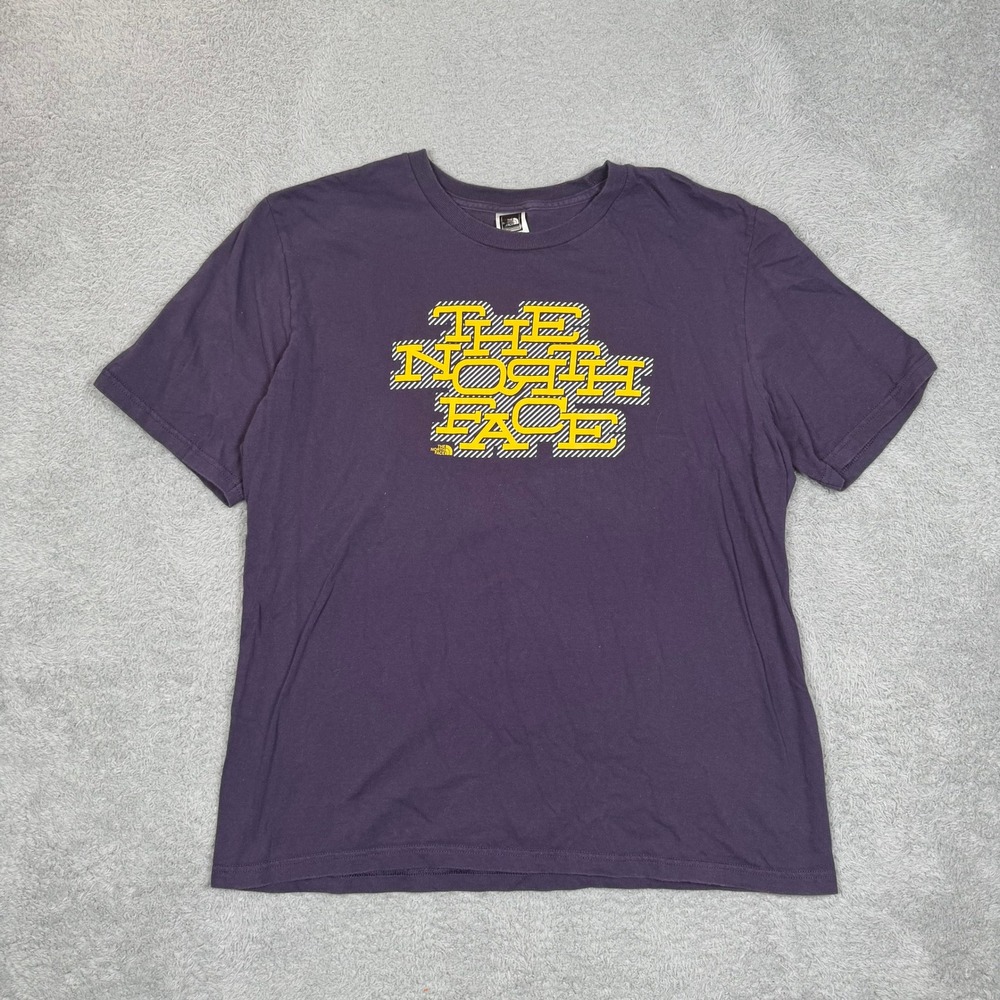 The North Face Mens Purple Graphic Logo T-Shirt Short Sleeve Cotton Large